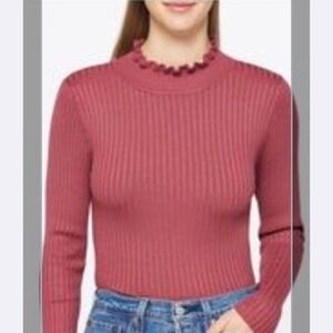 Wynter Women's Pink Ribbed Crew Neck Sweater,Size S.
